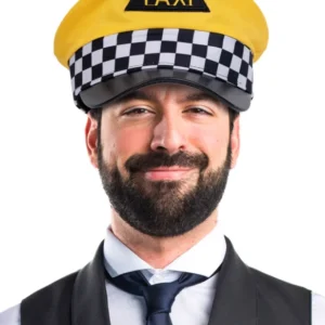Casquette chauffeur de taxi pour adulte jaune à damier noir et blanc