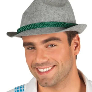 Chapeau bavarois pour homme gris avec cordon vert