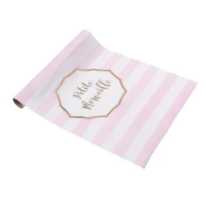 Chemin de table petite merveille rayé rose et or en tissu