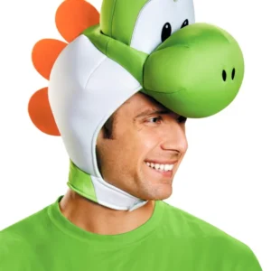 Coiffe Yoshi Nintendo pour adulte vert et blanc avec crête orange