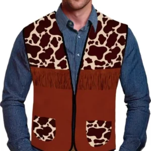 Cowboy Vest Bruin Heren Koeienprint van Fiestas Guirca koop je bij Partywinkel