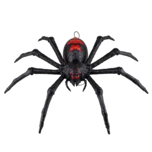 Décoration animée tarentule pour Halloween noire et rouge avec mouvements des pattes