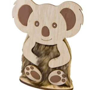 Décoration petit koala en bois et fourrure marron