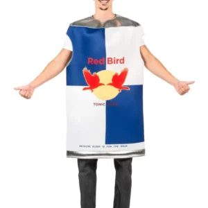 Déguisement canette énergisante pour adulte bleu et blanc avec logo Red Bird