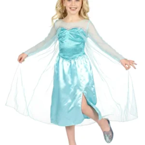 Déguisement classique Elsa la reine des neiges pour fille bleu ciel avec cape transparente
