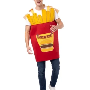 Pommes-Tüte Kostüm für Erwachsene rot-gelb