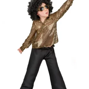 Déguisement disco pour garçon paillettes or