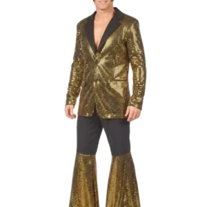 Déguisement disco pour homme or haut de gamme à paillettes