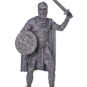 Déguisement homme pétrifié luxe pour adulte gris aspect pierre avec accessoires