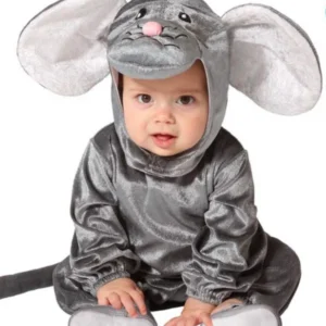 Déguisement de petite souris pour bébé gris avec grandes oreilles