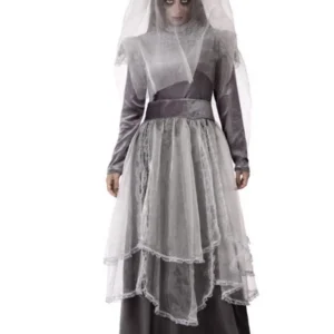 Déguisement mariée funèbre pour femme grise avec voile