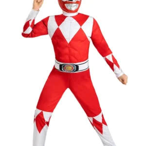 Déguisement Power Ranger rouge musclé pour enfant avec masque