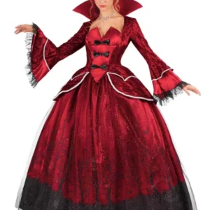 Déguisement reine vampire luxe pour femme rouge et noir