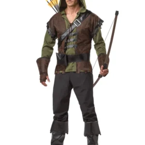 Déguisement Robin des Bois pour homme vert et marron avec capuche