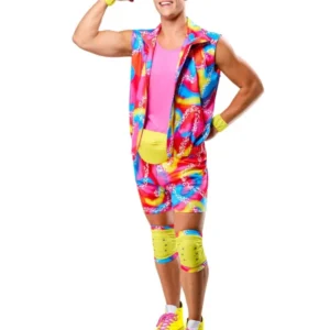 Déguisement roller Ken™ pour homme multicolore néon avec visière et genouillères