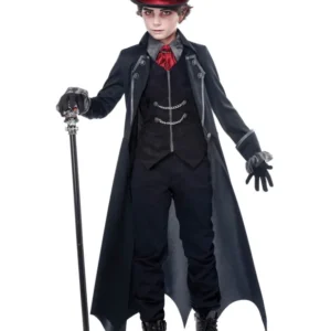 Gotisches Vampirkostüm für Jungen schwarz-grau-rot