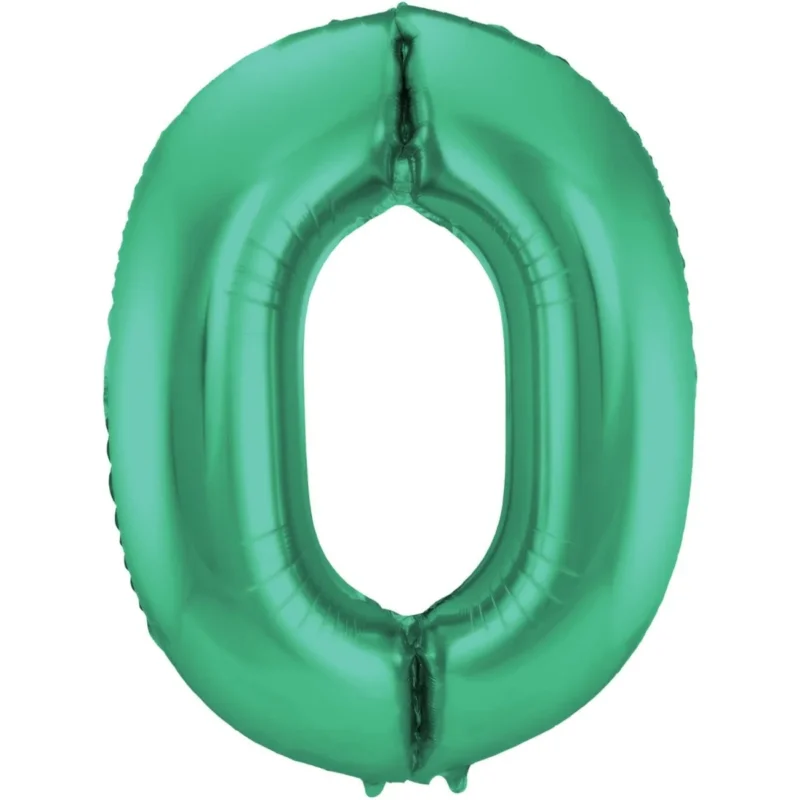 Folie Ballon Cijfer 0 Mat Groen XL 86cm leeg van Folat koop je bij Partywinkel