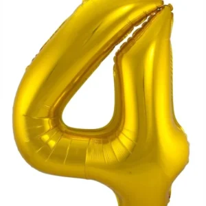 Folie Ballon Cijfer 4 Goud Metallic XL 86cm leeg van Folat koop je bij Partywinkel