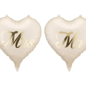 Folieballonnen hartjes MR en MRS, 45 cm, mix van Partydeco koop je bij Partywinkel