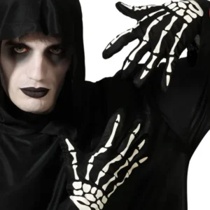 Gants larges squelette pour adulte noir et blanc