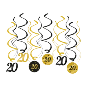 Goud Zwarte Hangdecoratie 20 Jaar 70cm van Paper Dreams koop je bij Partywinkel