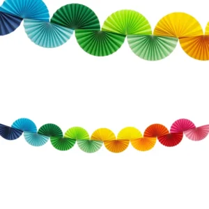 Regenbogen-Girlande mit Papierfächern 2,5 m