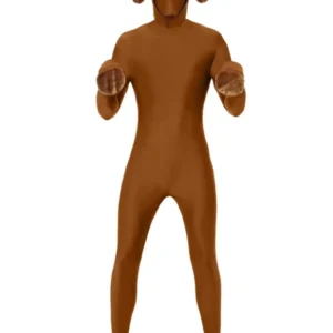 Kit de chien pour adulte marron avec capuche tête de chien et oreilles en peluche