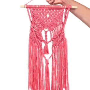 Kit macramé suspension bohème rose diy en coton