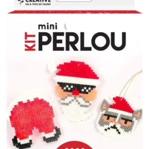 Kit perles à repasser Père Noël pour enfant rouge et blanc 2000 perles