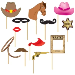 Kit photobooth Cowboy pour fête 12 pièces multicolore
