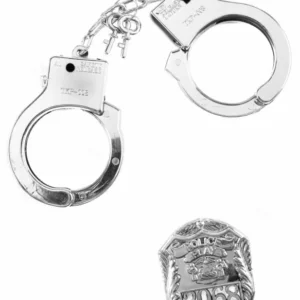 Kit policier badge et menottes pour adulte et enfant argenté