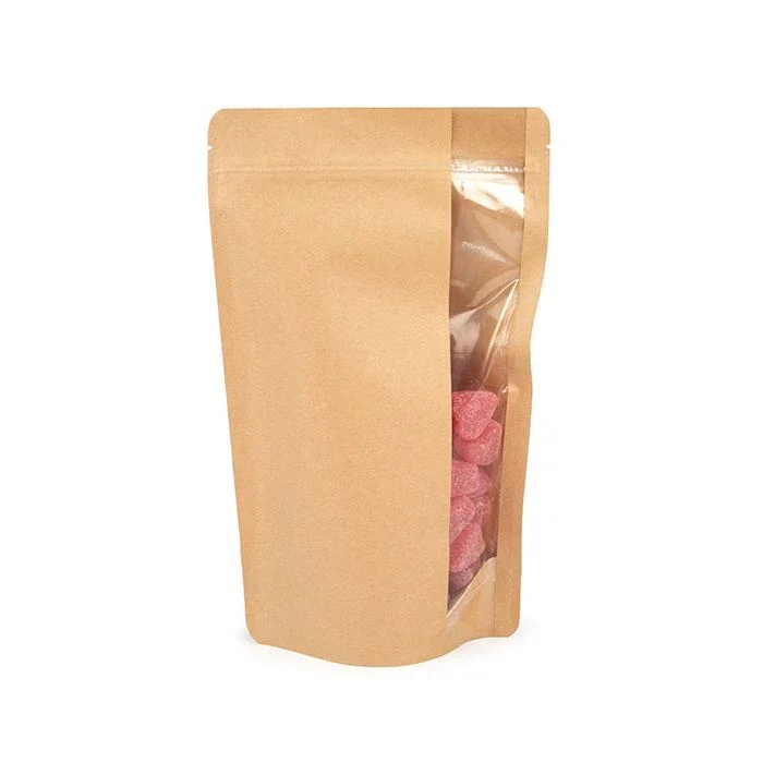 Stand Up Zipper Pouch w/ Vertical Window Kraft 17.1x8.9x28.6 cm