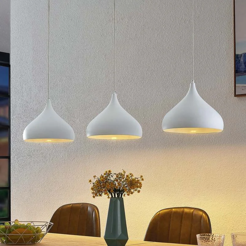 Lindby Pendelleuchte Hängeleuchte Elamira LED Lampe dimmbar weiß 133cm 3-flg - 4251911726596