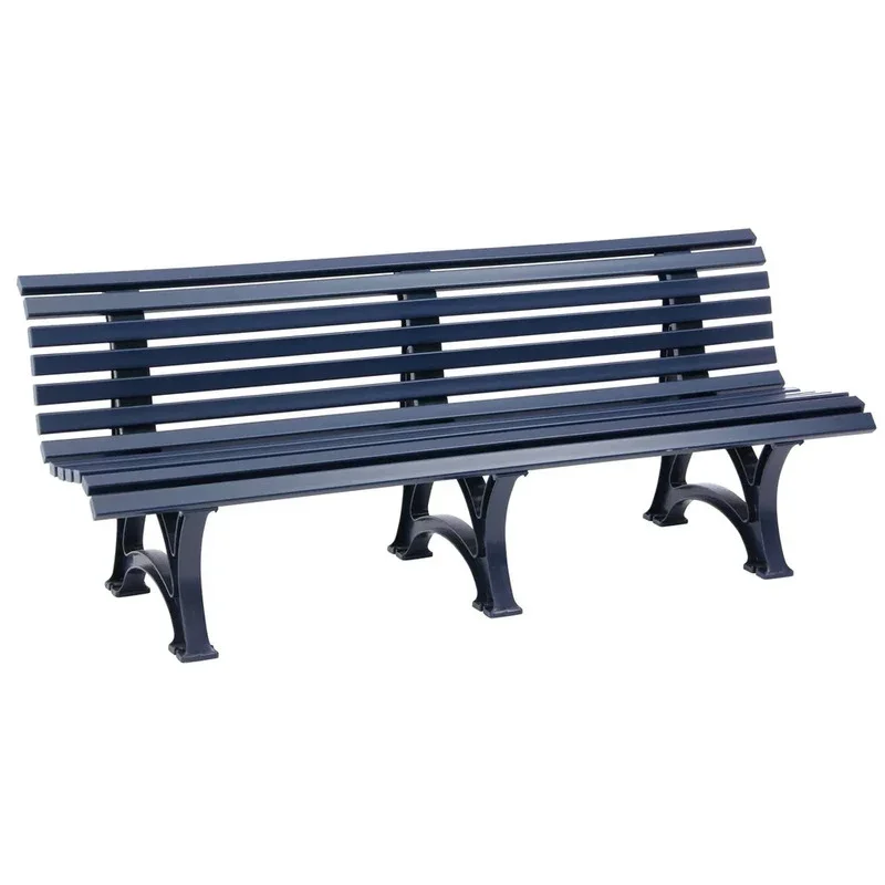 Gartenbank Borkum 4-Sitzer Parkbank wetterfest Kunststoff blau 200cm Gartenmöbel - 4007248313257