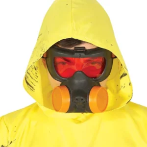 Masque à gaz pour adulte noir avec verres rouges et filtres orange
