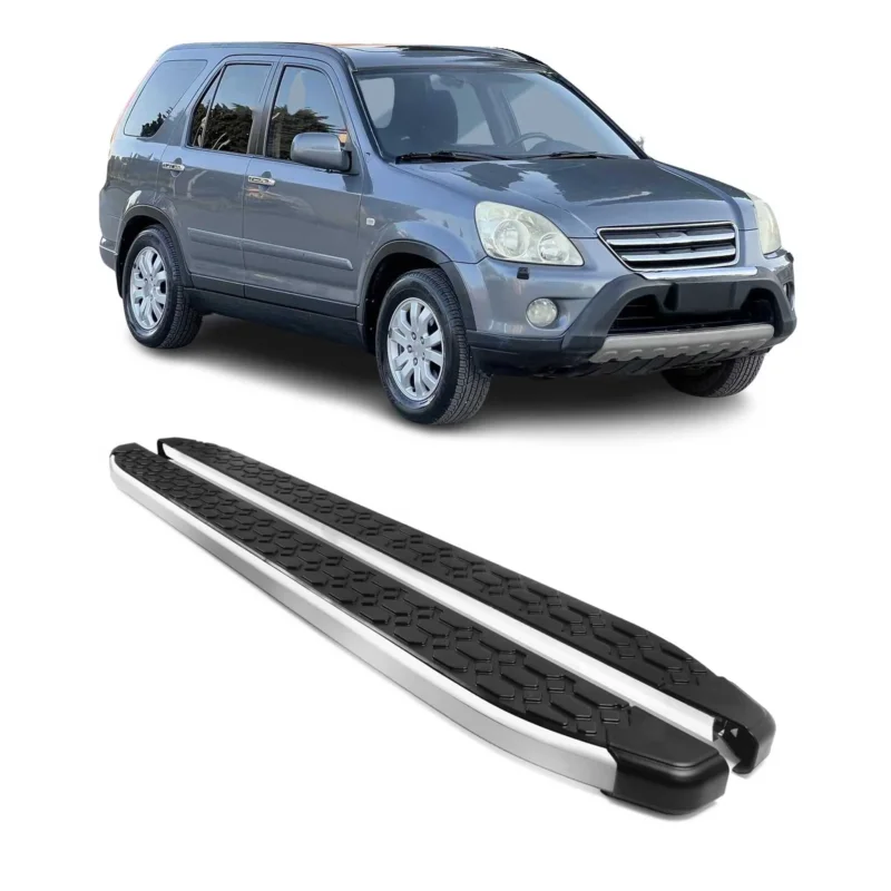 Alu Trittbretter Seitenschweller für Honda CR-V II 2002-2006 Schwarz Silber 2tlg