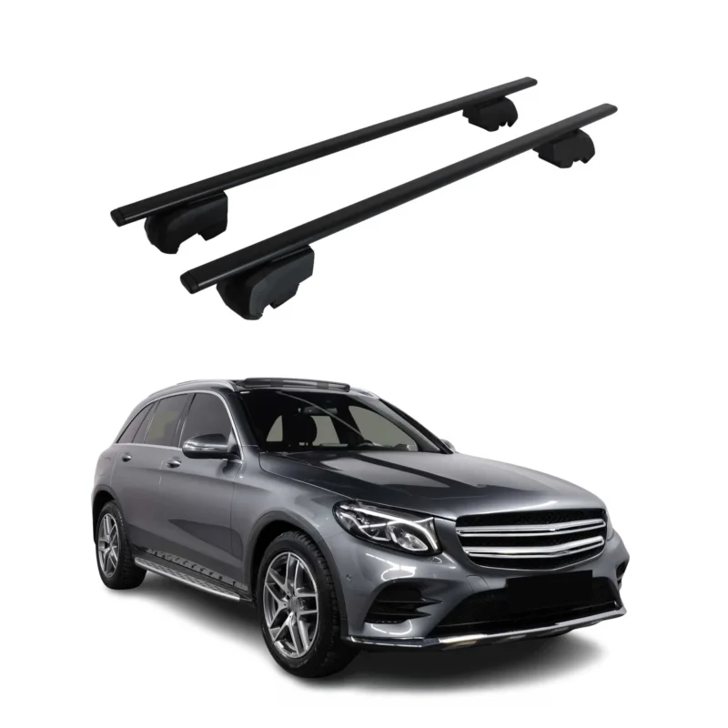 Dachträger Grundträger für Mercedes GLC X253 2015-2022 75kg Stahl Schwarz 2 tlg