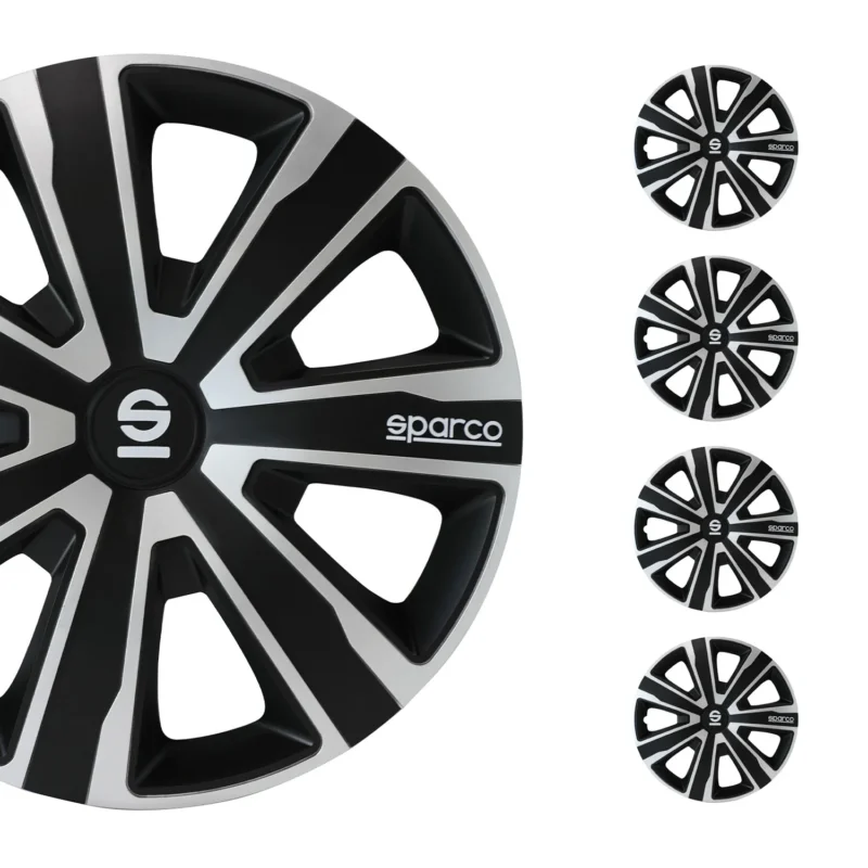 Radkappen Radzierblenden Sparco Palermo 15" Zoll Auto Abdeckung Set Schwarz 4x