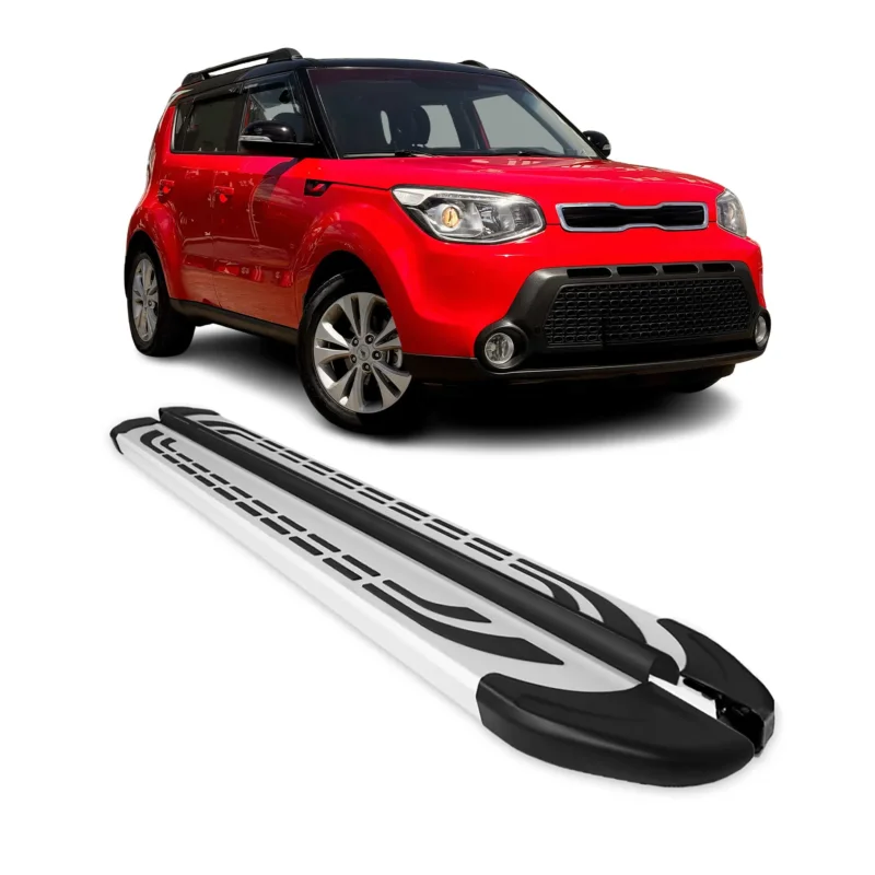 Trittbretter Seitenschweller Seitenbretter für Kia Soul II 2014-2019 Alu Grau 2x