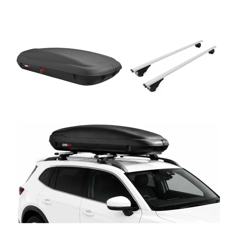 Carbonlook Dachbox 400L + Dachträger Skoda Karoq 2017-2026 Silber Abschließbar