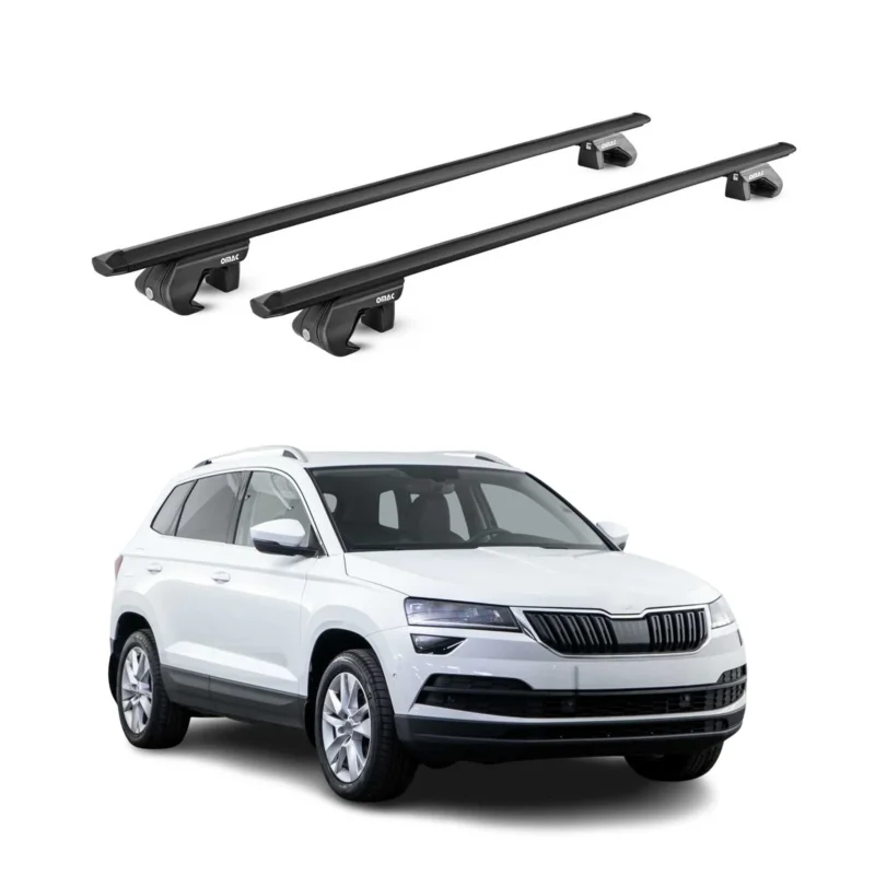Dachträger Grundtäger für Skoda Karoq 2017-2026 90kg Aluminium Schwarz 2 tlg ABE