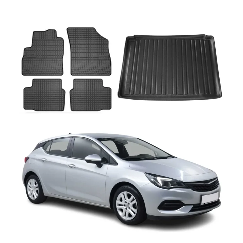 Fußmatten & Kofferraumwanne Set für Opel Astra K 2015-2021 Obere Gummi TPE 5x