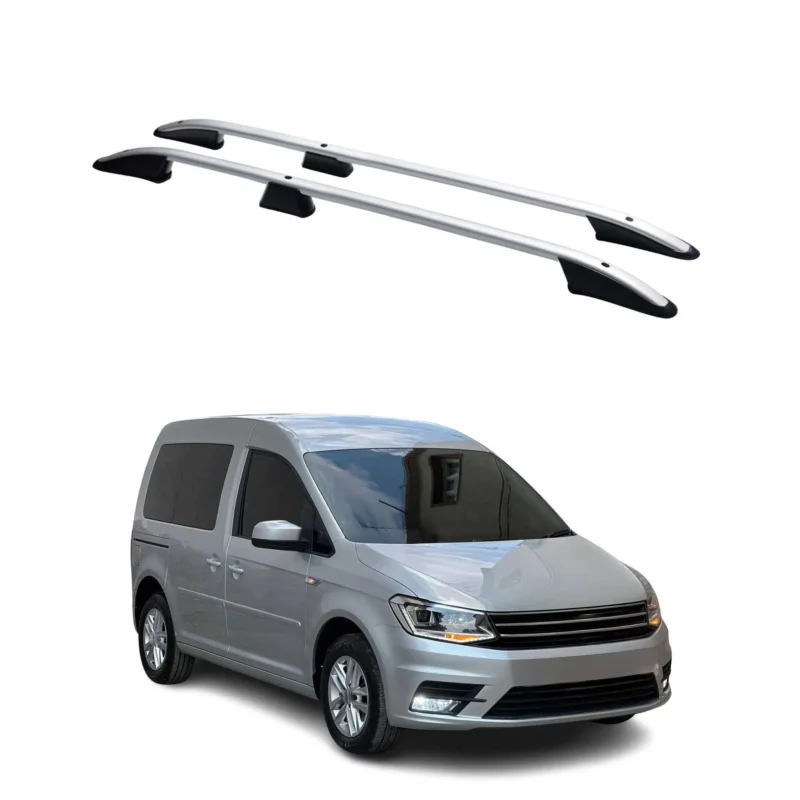 Dachreling Dachgepäckträger für VW Caddy 2020-2026 Kurzer Aluminium Silber 2tlg