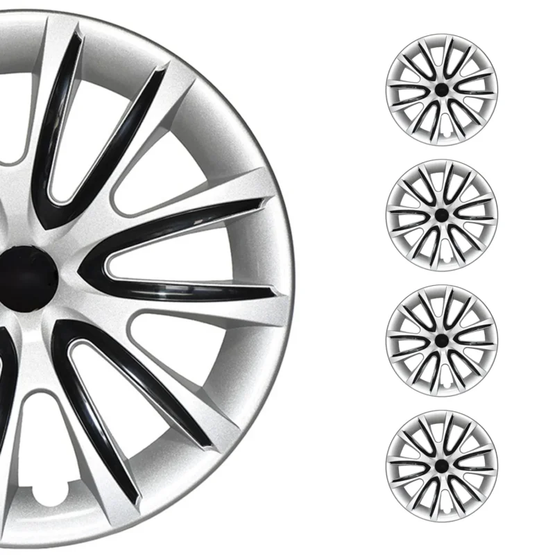 4x Radzierblenden Radblenden Radkappen für 15" Zoll Stahlfelgen Schwarz Grau