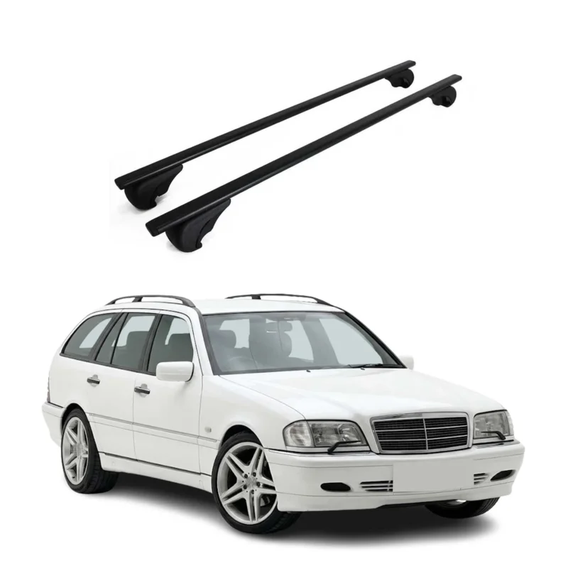 Dachträger Grundträger für Mercedes C Klasse S202 1993-2000 Stahl Schwarz 2tlg