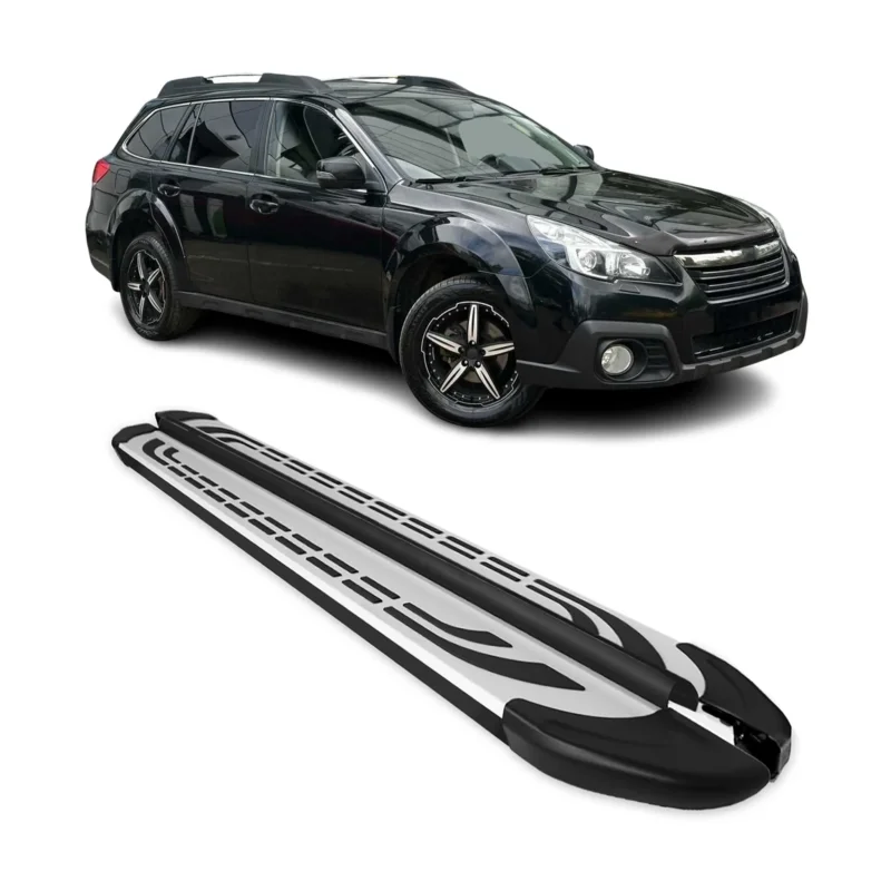 Trittbretter Schweller Seitenbretter für Subaru Outback IV 2010-2014 Alu Schwarz