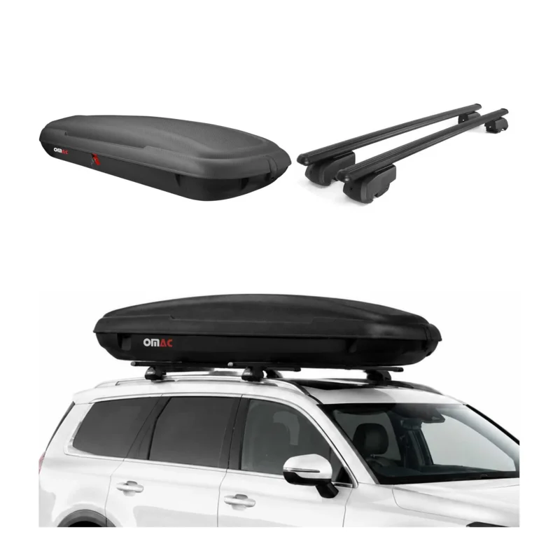 Carbonlook Dachbox 480L + Alu Dachträger VW Passat B8 Variant 2014-2019 Schwarz