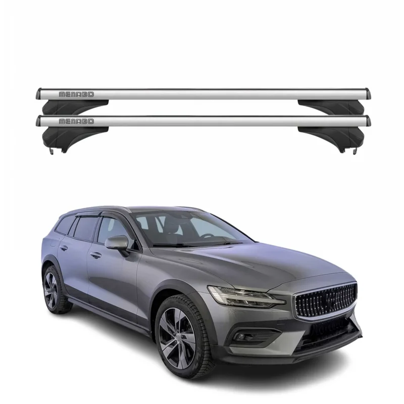 Menabo Dachträger für Volvo V60 I Cross Country 2015-2018 Aluminium Silber 2 tlg