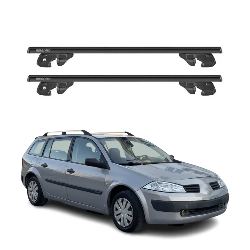 Dachträger für Renault Megane II Grandtour 2003-2008 Alu 90kg TÜV Schwarz 2tlg