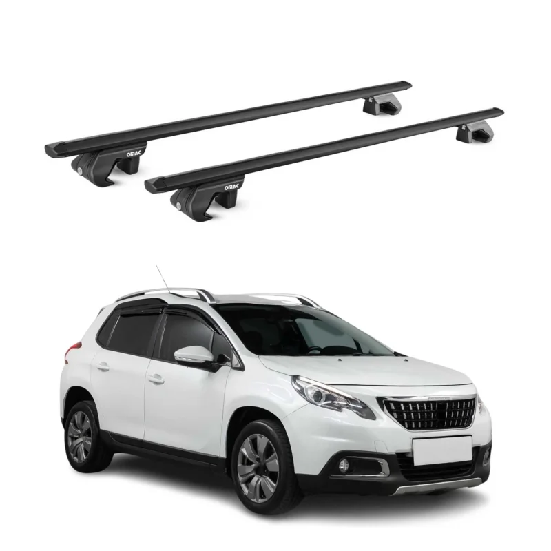 Dachträger Grundtäger für Peugeot 2008 I 2013-2019 90kg Aluminium Schwarz ABE